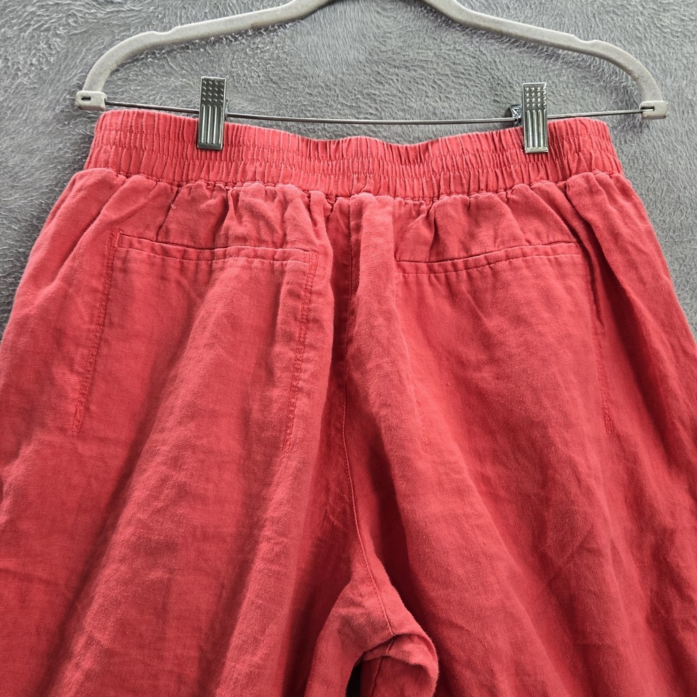 Athleta Women Pants 12 Red Linen Wide Leg Crop Pleated 24" Inseam - Picture 9 of 11